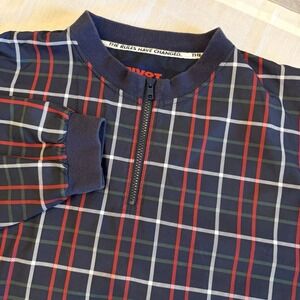 Pivot Rules 1/4 Zip Golf Pullover Jacket Windbreaker Plaid Navy Red Green Men XL